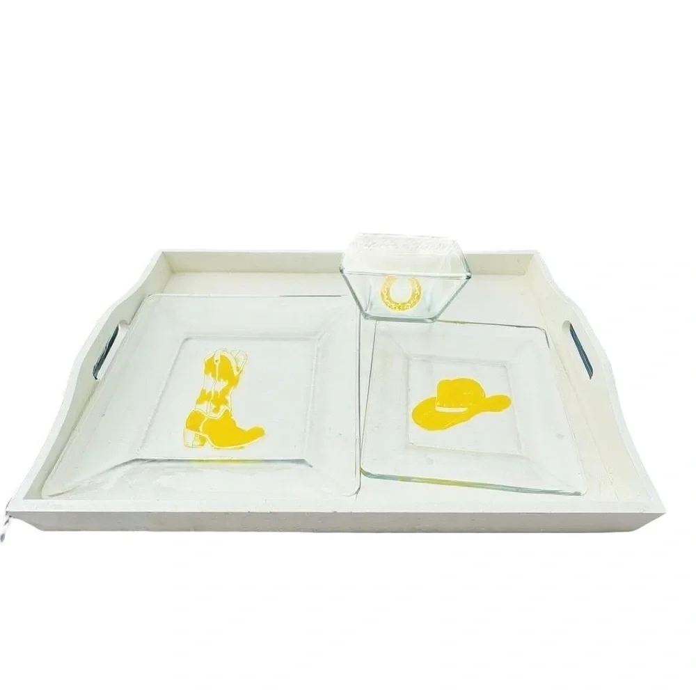 Yellow Western Themed Glass Dinnerware Set